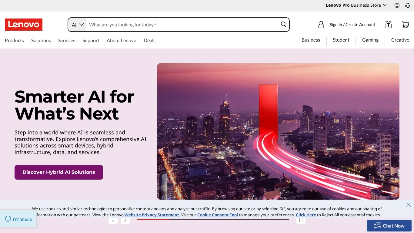 Discover Lenovo’s smart AI solutions, exclusive deals, and innovative tech for business, gaming, and more. Shop smarter today!