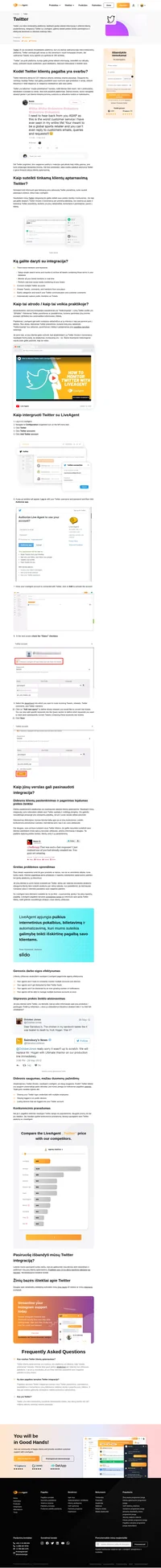 Sujunkite Twitter su LiveAgent pagalbos tarnyba ir stebėkite visus savo prekės ženklo paminėjimus ir žinutes. Atsakykite ir komentuokite realiuoju laiku iš savo valdymo skydelio.