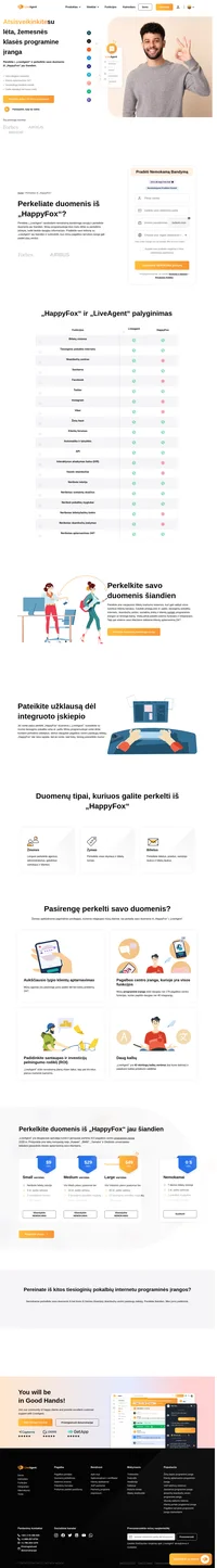 „LiveAgent“ siūlo nemokamą „HappyFox“ duomenų perkėlimą, kurį pilnai atlieka mūsų techninės pagalbos personalas. Perkelkite duomenis iš „HappyFox“ jau šiandien.