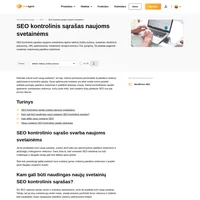 SEO kontrolinis sąrašas naujoms svetainėms užtikrins didesnį srautą ir lankytojų sąveiką. Plėtokite optimizavimą paieškos sistemoms naudodamiesi šiuo punktų vadovu.