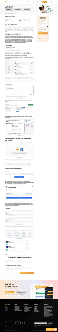 Suaktyvinę „AWeber“ įskiepį, galėsite įtraukti ir išbraukti kontaktus iš savo el. pašto rinkodaros sąrašų per „LiveAgent“. Skaitykite apie „AWeber“ integraciją.