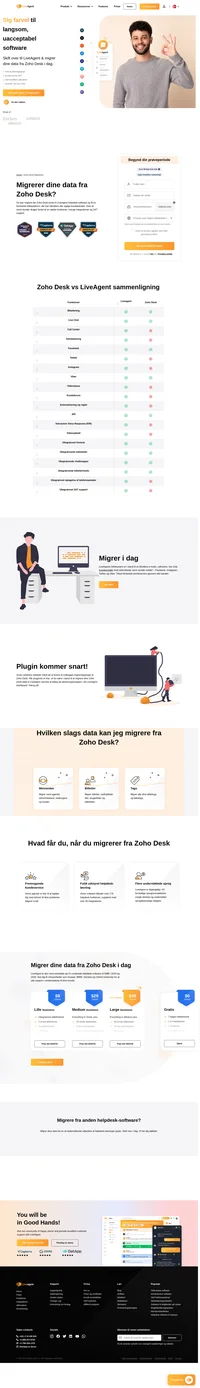 LiveAgent tilbyder en gratis zoho-desk-migrering, der udføres fuldt ud af vores tekniske supportmedarbejdere. Overførsel af dine data fra zoho desk til LiveAgent er hurtig, sikker og gratis.