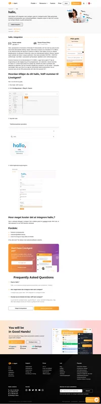 Hallo, hjælper iværksættere med forretningsinternet, telefoni og cloud-tjenester. Få mere at vide om hallo, integration i LiveAgent.