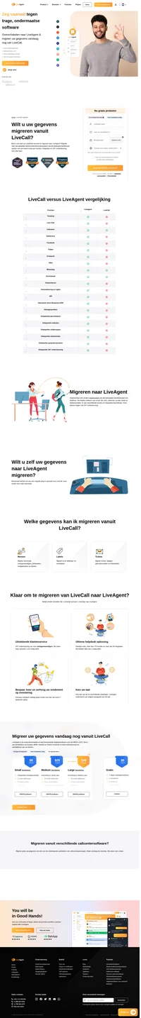 Wilt u uw gegevens migreren vanuit LiveCall? Wij helpen u graag verder! Contacteer het LiveAgent team en draag uw gegevens vandaag nog over - volledig gratis.