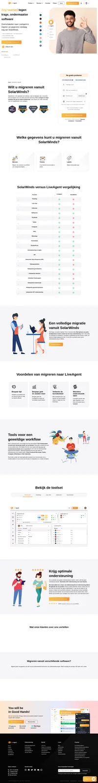 Overweegt u een migratie van SolarWinds naar een ander platform? Probeer LiveAgent gratis en migreer naar nieuwe helpdesk software.