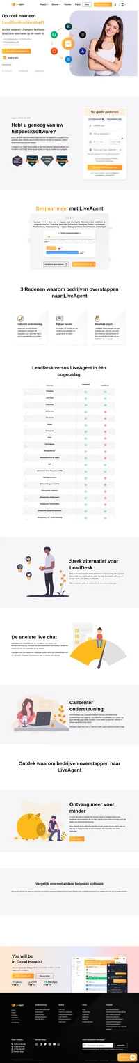 Stap over van LeadDesk naar LiveAgent en ontdek de voordelen, zoals geweldige ondersteuning via meerdere kanalen, de snelste live chat en nog veel meer.