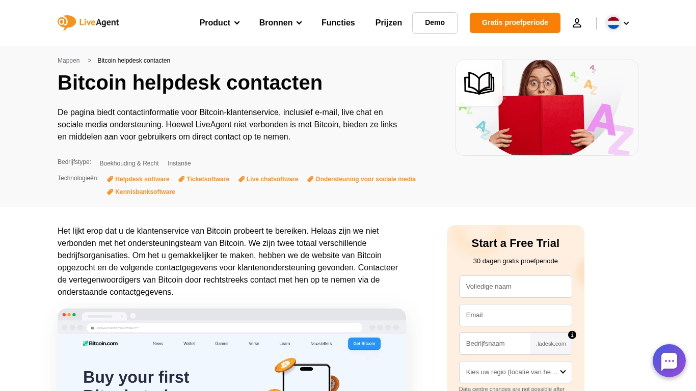 Bitcoin helpdesk contacten - LiveAgent
