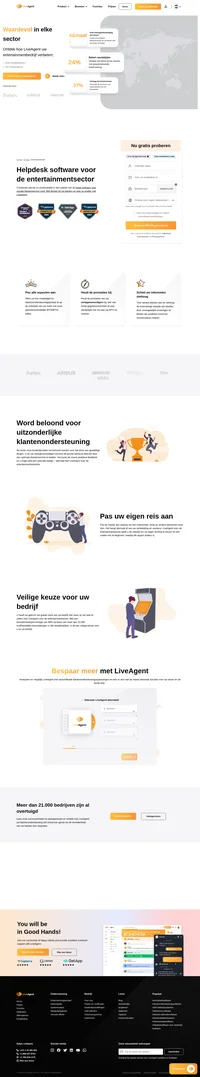 LiveAgent voorziet in de wensen van de entertainmentsector door live chatfunctionaliteiten aan te bieden om snel online hulp te bieden.