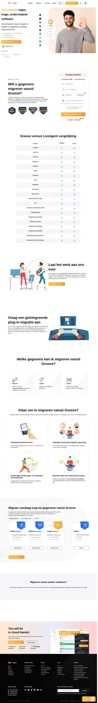 LiveAgent biedt een gratis migratie vanuit Groove die volledig wordt uitgevoerd door onze technische ondersteuningsmedewerkers. Migreer vandaag nog uw gegevens vanuit Groove en bied betere hulp.