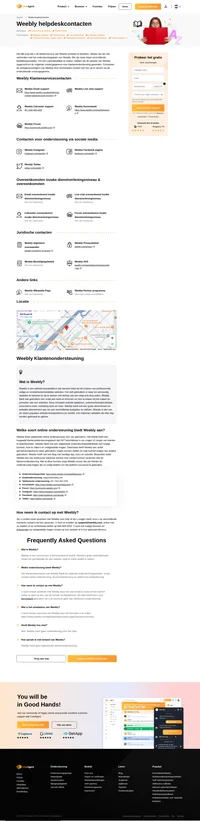 Contact opnemen met de klantenservice van Weebly via email, live chatondersteuning, telefoonnummer, sociale media-ondersteuning en selfservice-ondersteuning.