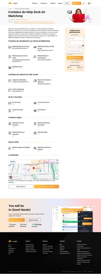 Como entrar em contato com o atendimento ao cliente do Mailchimp por e-mail, suporte de chat ao vivo, número de telefone, suporte de mídia social e suporte de autoatendimento.