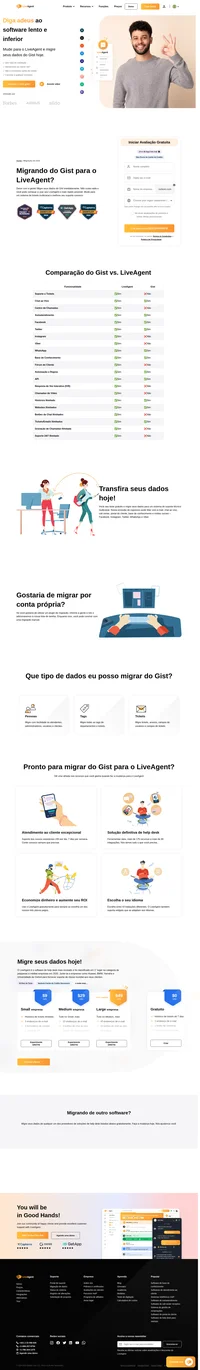 Procurando migrar seus dados do Gist para uma solução diferente? Experimente o LiveAgent e veja os benefícios. Comece o período gratuito hoje.