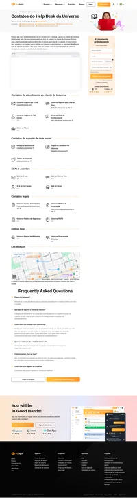 Como entrar em contato com o atendimento ao cliente da Universe por e-mail, suporte por chat ao vivo, número de telefone, suporte de mídia social e suporte de autoatendimento.
