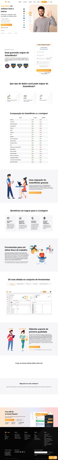 Você está considerando uma migração do SolarWinds para uma plataforma diferente? Experimente o LiveAgent gratuitamente e migre para um novo software de help desk.