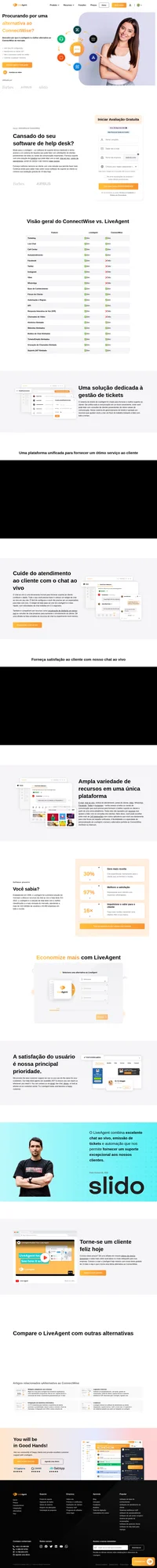 Procurando uma alternativa ao ConnectWise? Descubra o excelente sistema de tickets do LiveAgent, respaldado por incríveis recursos e integrações.