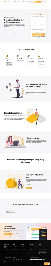 Chuyển từ LeadDesk sang LiveAgent và khám phá những lợi ích như hỗ trợ đa kênh, trò chuyện trực tiếp nhanh nhất và nhiều thứ hơn nữa.