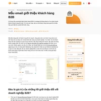 Sử dụng các Mẫu email giới thiệu khách hàng B2B của chúng tôi để nhận được những lời giới thiệu từ các khách hàng tốt nhất của doanh nghiệp và từ người dùng yêu thích bạn. Chỉ cần Sao chép & Dán và cải thiện doanh số ngay!