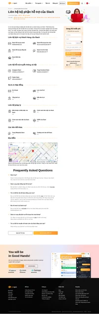 Cách liên hệ với bộ phận dịch vụ khách hàng của Slack qua email, live chat, số điện thoại, mạng xã hội và hỗ trợ tự phục vụ.