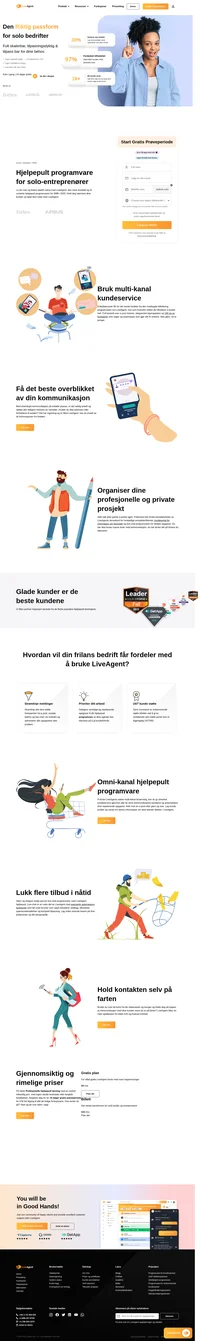 La din solo og frilans bedrift vokse med LiveAgent, den mest anmeldt og #1 vurderte hjelpepult programvaren for SMB i 2020. Hold deg nærmere dine kunder og hjelp dem raskt med LiveAgent.