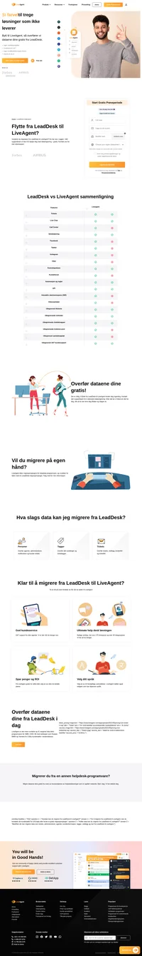 LiveAgent er den mest vurderte og mest populære helpdeskprogramvaren for SMB i 2020. Overfør dataene dine fra LeadDesk til Liveagent i dag.