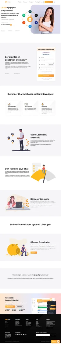 Flytt fra LeadDeask til LiveAgent og utforsk fordeler, som god omnikanal støtte, den raskeste live chaten og mye mer.