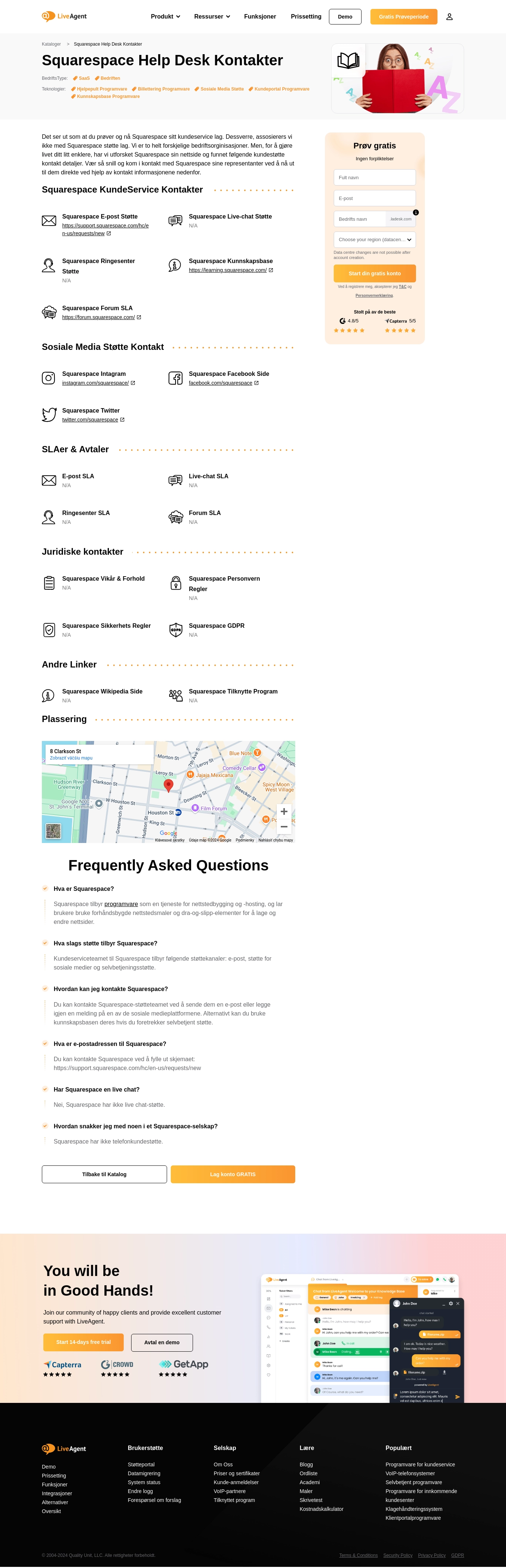 Squarespace Help Desk Kontakter - LiveAgent