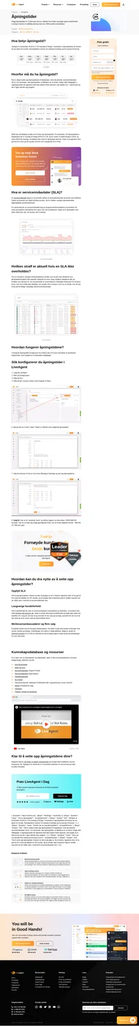 LiveAgents åpningstider konfigurerer sla-nivåene dine til å bare iverksettes til spesifiserte tidsperioder, med mulighet for å ekskludere helligdager.