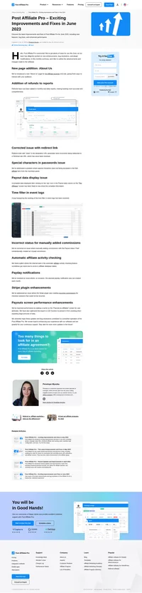 Stay aware of the latest advancements and bug resolutions in Post Affiliate Pro for a hassle-free, optimized experience!