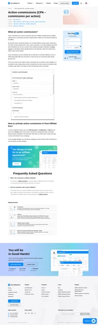 Define actions that determine when commissions will be paid, such as “per action,” “per click,” and various other “per” scenarios.