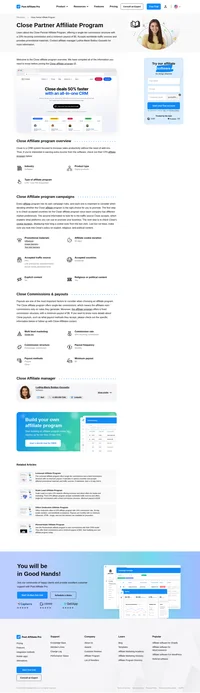 Learn about the Close Partner Affiliate Program's key details, campaign restrictions, rules, commissions, and more before you join.