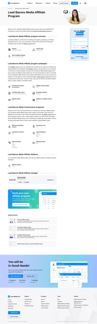 Learn about the Lead Barons Media Affiliate Program's key details, campaign restrictions, rules, commissions, and more before you join.