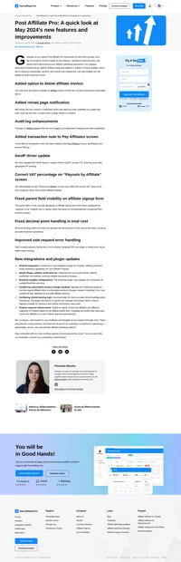 Discover the latest updates, improvements, and essential fixes in Post Affiliate Pro's May 2024 release. Optimize your affiliate marketing with these...