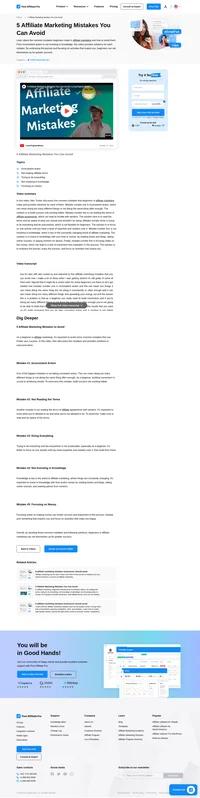 Discover the top 5 affiliate marketing mistakes beginners make and learn how to avoid them. From inconsistent actions to focusing solely on money, Alex Tucker provides valuable solutions for building momentum, understanding affiliate terms, investing in knowledge, and embracing the journey for greater success. Watch now to enhance your affiliate marketing strategy!