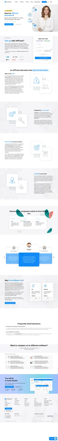 Post Affiliate Pro is a great AffTrack alternative with more than 15 years on the market and plenty of advanced features for your project.