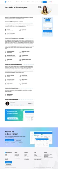 Learn about the TwoGecko Affiliate Program's key details, campaign restrictions, rules, commissions, and more before you join.