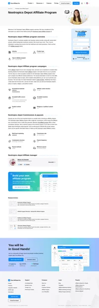 Learn about the Nootropics Depot Affiliate Program's key details, campaign restrictions, rules, commissions, and more before you join.