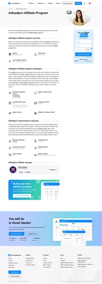 Learn about the Adleadpro Affiliate Program's key details, campaign restrictions, rules, commissions, and more before you join.