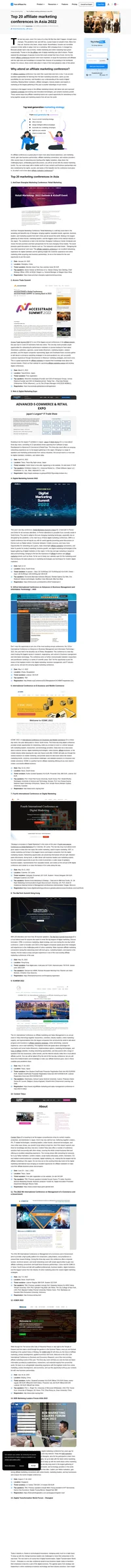 Affiliate marketing is leading in e-commerce. Check here to read about the upcoming affiliate conferences in Asia this year.