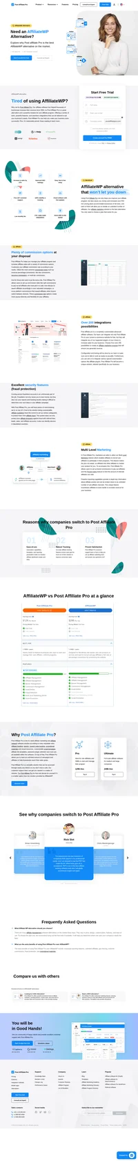 AffiliateWP is a great software for WordPress, but it lacks some advanced features and is only suitable for WP websites. Try Post Affiliate Pro instead.