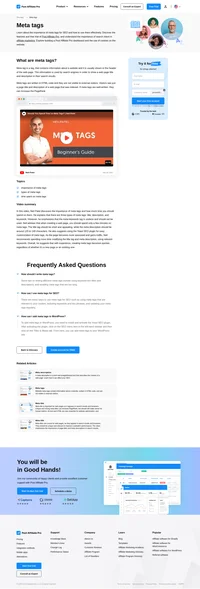 Website meta tags contain information about a website, written in HTML code, and are not visible to external visitors.
