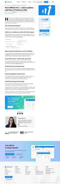 Discover the latest feature introductions, security patches, and system improvements in Post Affiliate Pro's February 2024 update. Elevating your affiliate marketing strategies!
