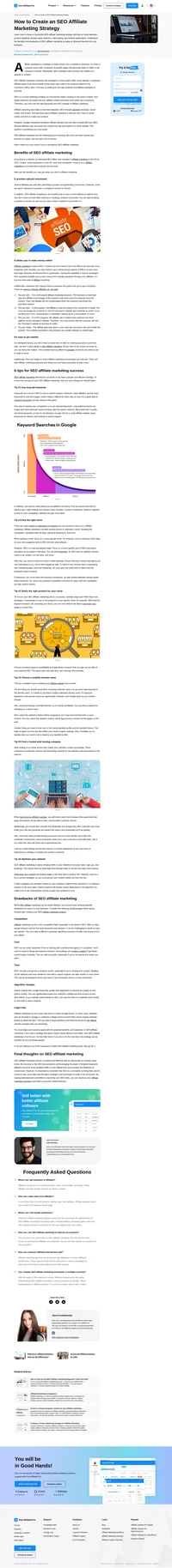 Check out our tips for an effective SEO affiliate marketing and strategy for a deeper understanding of both concepts.