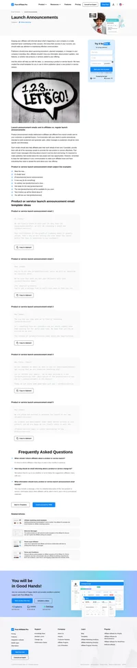 This article presents email templates you can use to inform your affiliates about a product or service launch.