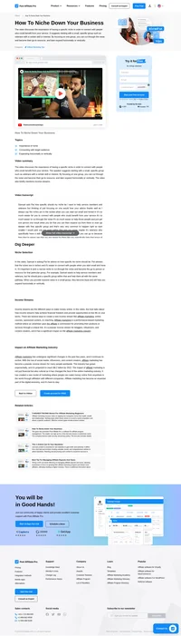 Discover the secrets to niching down your business with Post Affiliate Pro's insightful video. Learn how focusing on a specific audience can help you connect more effectively, cut through noise, and become the go-to resource for your niche. Explore strategies for expanding horizontally or vertically and unlock new income streams like affiliate marketing. Watch now to transform your business approach and maximize your market impact!