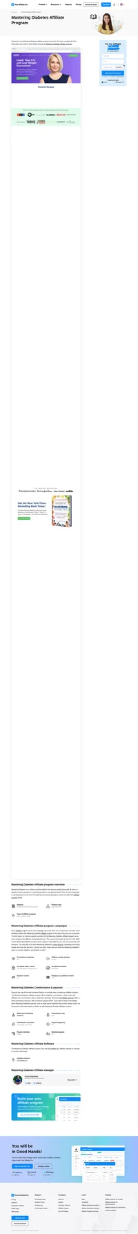 Learn about the Mastering Diabetes Affiliate Program's key details, campaign restrictions, rules, commissions, and more before you join.