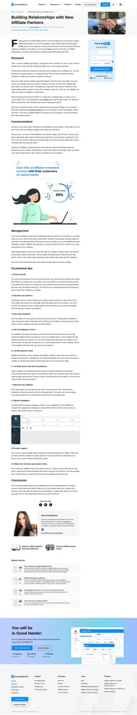 Finding good and reliable affiliate partners is just the beginning of the journey to greate affiliate partnerships. Read more in the article.