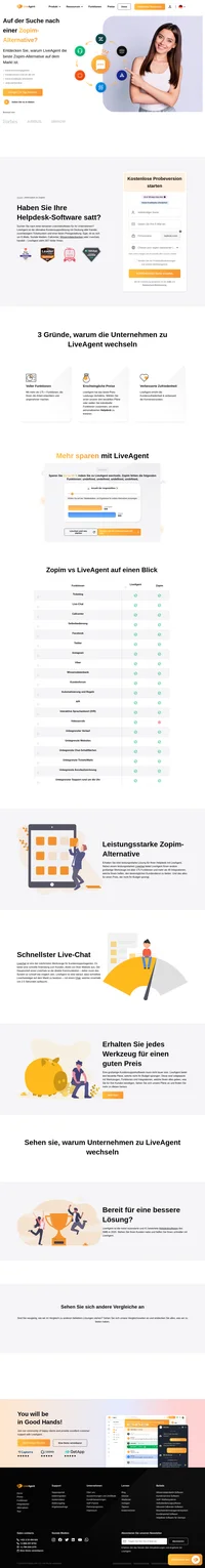 LiveAgent ist die ultimative Kundensupportlösung mit Deckung aller Kanäle, zuverlässigem Ticketsystem und einer fairen Preisgestaltung. Neben einem leistungsstarken Livechat bietet LiveAgent andere, großartige Werkzeuge mit über 175 Funktionen und mehr als 40 Integrationen, welche Ihnen helfen, den bestmöglichen Kundensupport zu bieten. LiveAgent bietet drei großartige, bezahlte Pläne, welche nicht Ihr Budget überstrapazieren.