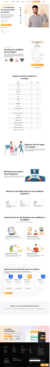 LiveAgent ist die am häufigsten geprüfte und auf Platz 1 bewertete Helpdesk-Software für KMU im Jahr 2020. Migrieren Sie Ihre Daten noch heute von LeadDesk zu LiveAgent.
