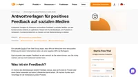 Speichern Sie unsere Antwortvorlagen für positives Feedback auf sozialen Medien als vorgefertigte Nachrichten und antworten Sie selbstbewusst auf Kundenfeedback.