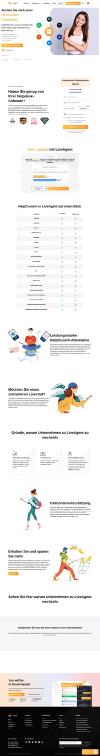 LiveAgent hat mehr als 175 Funktionen, über 40 Integrationen und einen großartigen Preis. Sehen Sie sich an, warum Sie von HelpCrunch zu LiveAgent wechseln sollten.